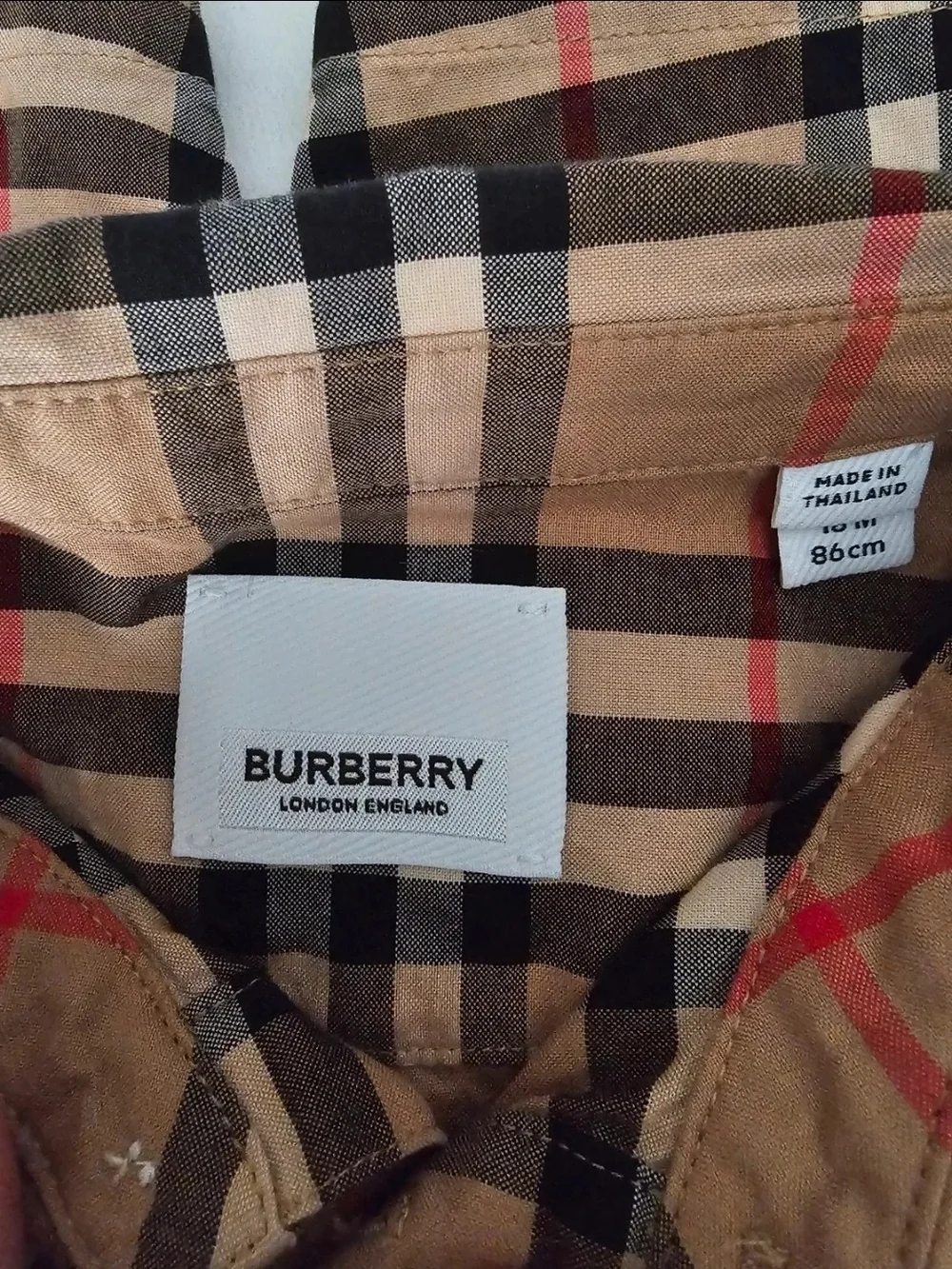 Burberry Tan Plaid Short-Sleeve One-Piece Romper